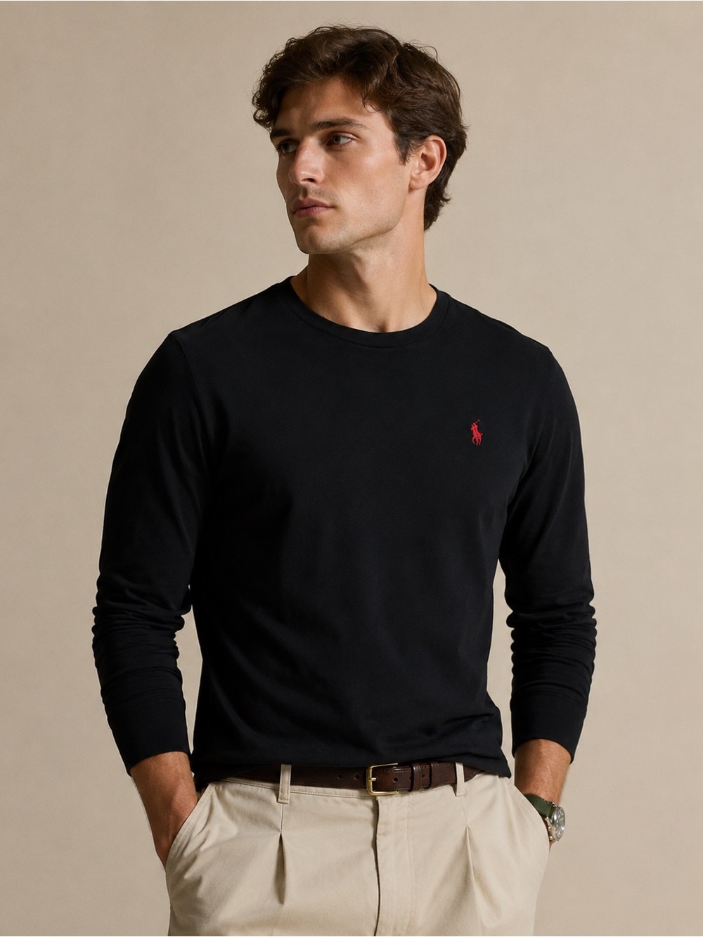 Polo Ralph Lauren Men’s Classic Fit Jersey Long-Sleeve T-Shirt Black Large